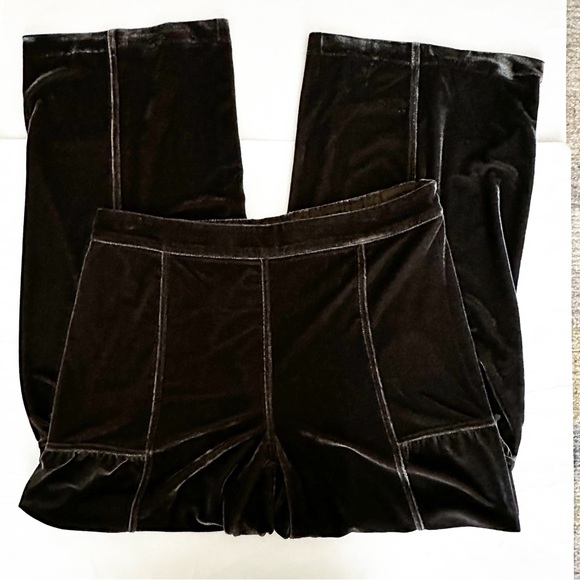 Soft Surroundings Veletta Velvet Wide Leg Pants Lagenlook Gray Brown Medium - Picture 7 of 15
